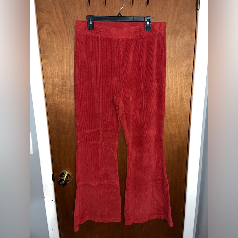 Aerie Red Velvet Flare Pants